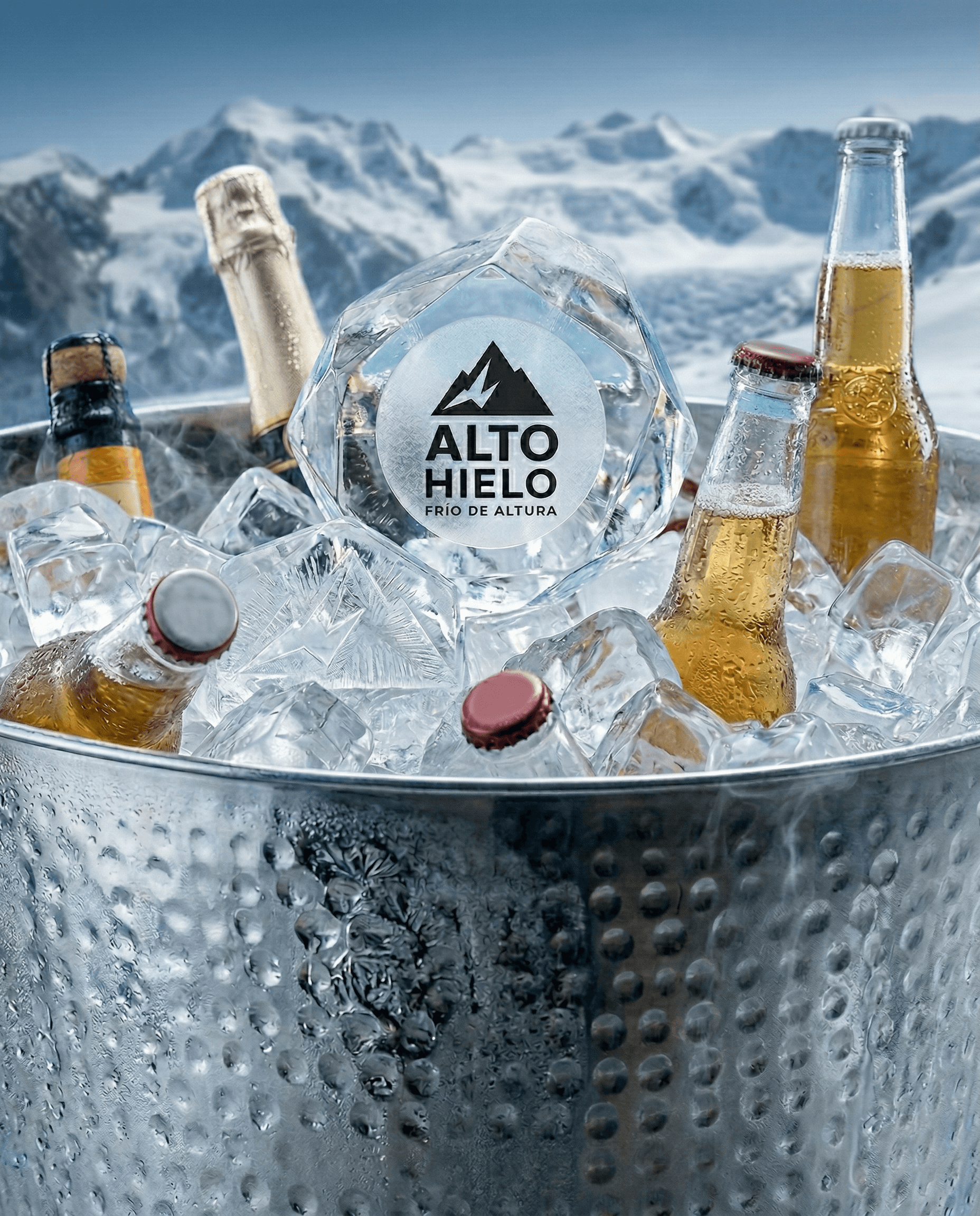 Balde de hielo Alto Hielo con bebidas frías